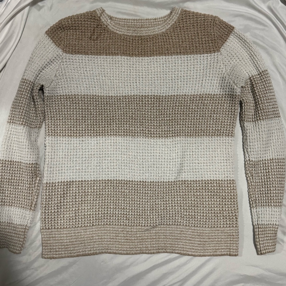 Pink Clover Women's Striped Sweater - Beige and Cream